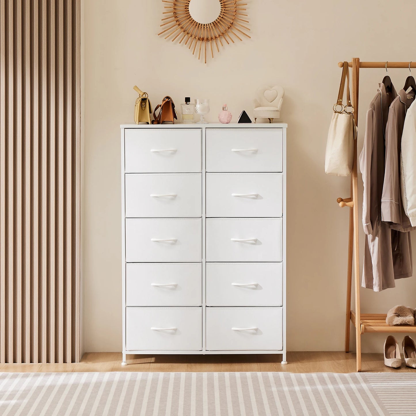 Bedroom Dresser With 10 Fabric Drawers