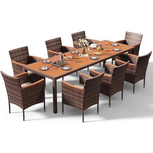 Patio Conversation Set with Acacia Wood Top,