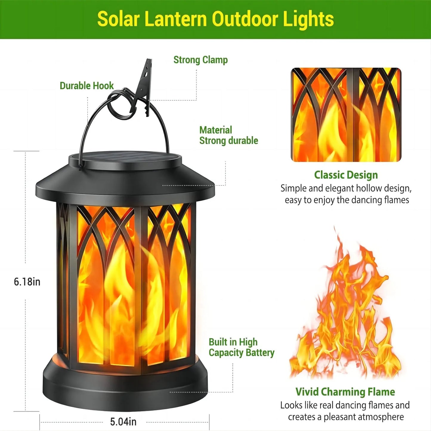 2/4 Pack Upgraded Flickering Flame Solar Lanterns