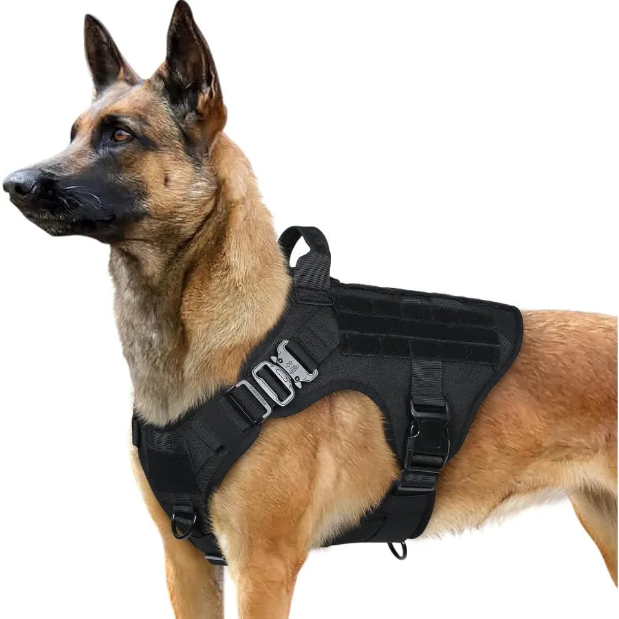 Tactical Dog Harness for Large Heavy Duty Pet Harness with Handle Service Vest for Large Breed Dogs Adjustable Military