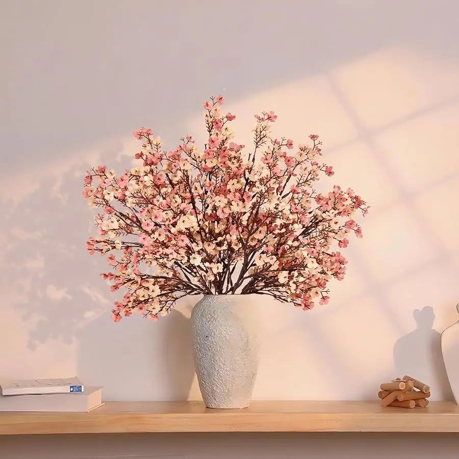 Fake Fall Flowers Thanksgiving Table Decor, 10Pcs Fall Beige Brown Artificial Flowers for Decorations, Babys Breath Artificial F