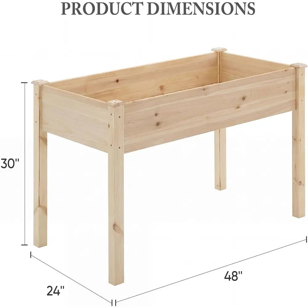 Raised Garden Bed with Legs, 34x18x30 Inch Planter Box Outdoor with Liner or Herbs lowers Vegetables, Elevated Wooden Gard