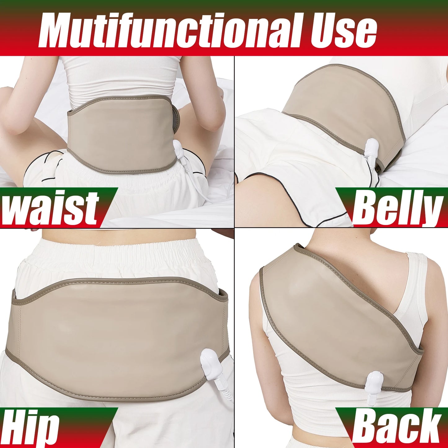 20 Natural Jades and Tourmaline Heat Vibration Far Infrared Heating Pad for Back Pain Relief Lower Back Massager Electric Belt A