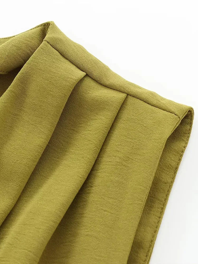 Women's Autumn and Winter New Arrivals Fashion  Open Design Buckle Decoration Sleeveless Long Dress