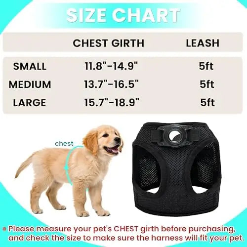 Small Dog Harness with Airtag, Reflective Leash Set – Safe & Easy Walking  

SEO Title: Small Dog Harness + Airtag Set – Safe Wa