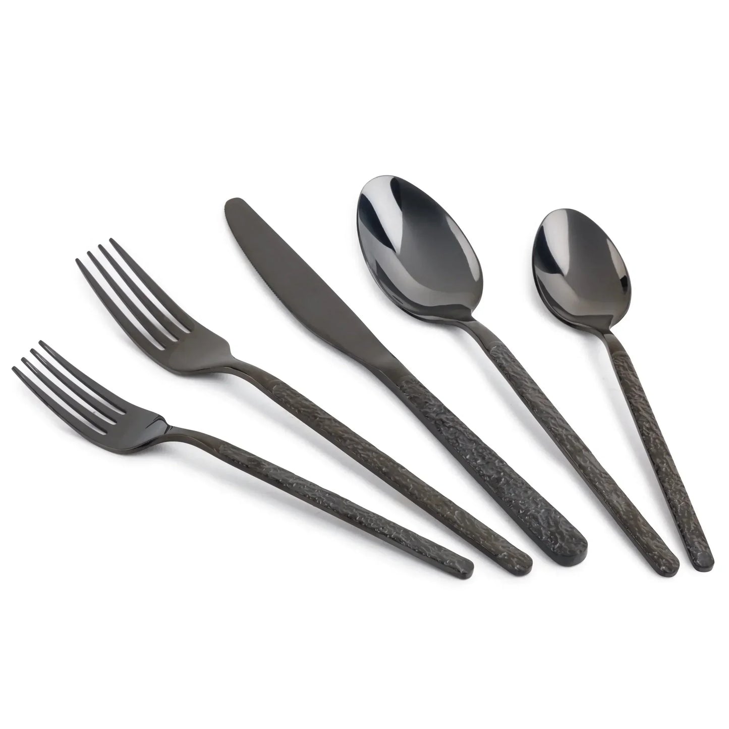 Modern 20-Piece Black Stainless Steel Flatware Set | Dishwasher Safe Silverware for 4 | Elegant Dining & Entertaining Tableware