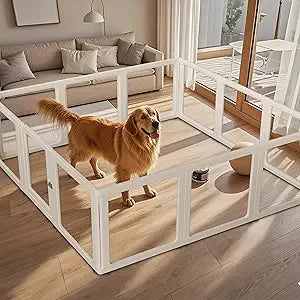 Citylife Dog Playpen with Door Clear Pet Playpen for Indoor Outdoor