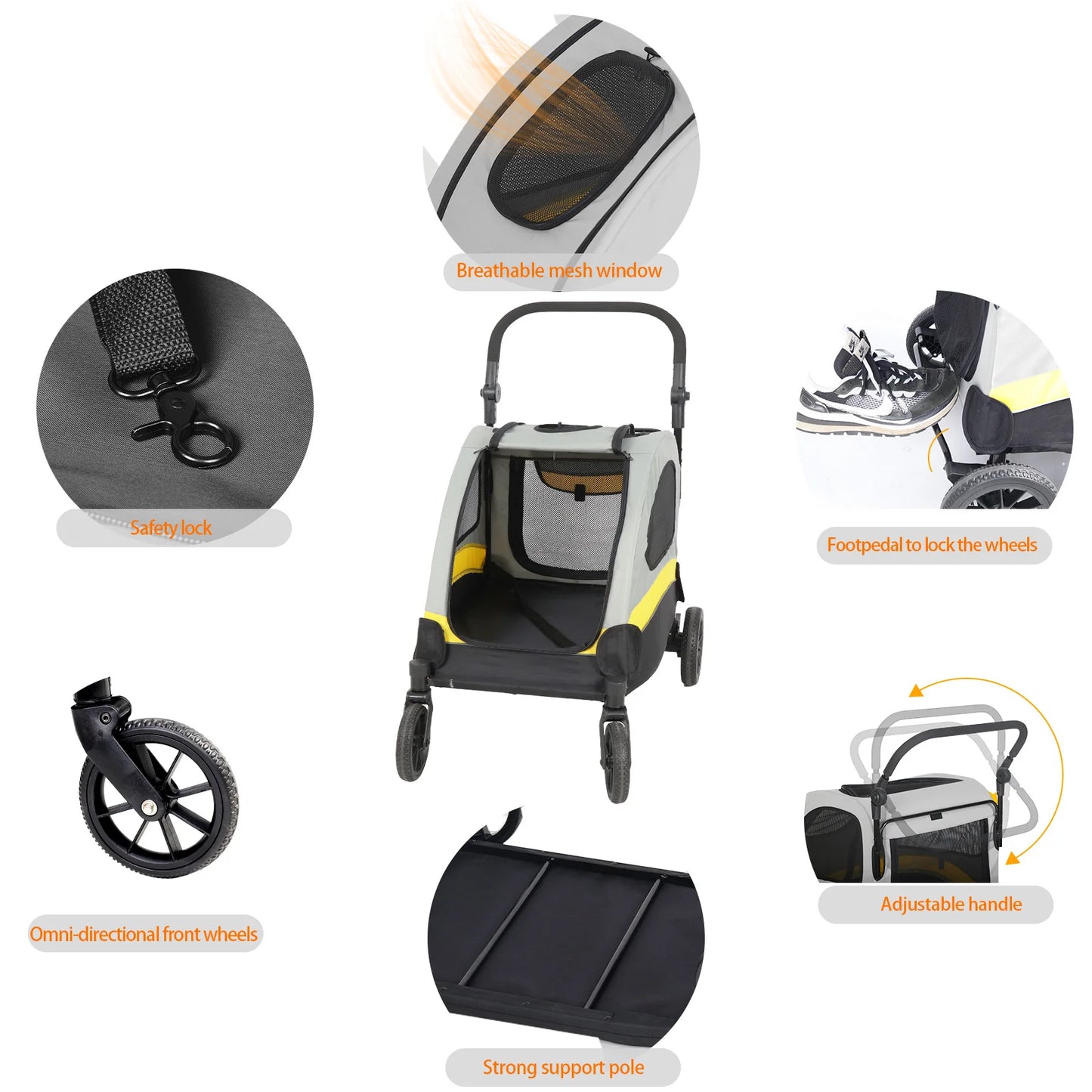 Portable Dog Stroller Pet Jogger Wagon Foldable Cart