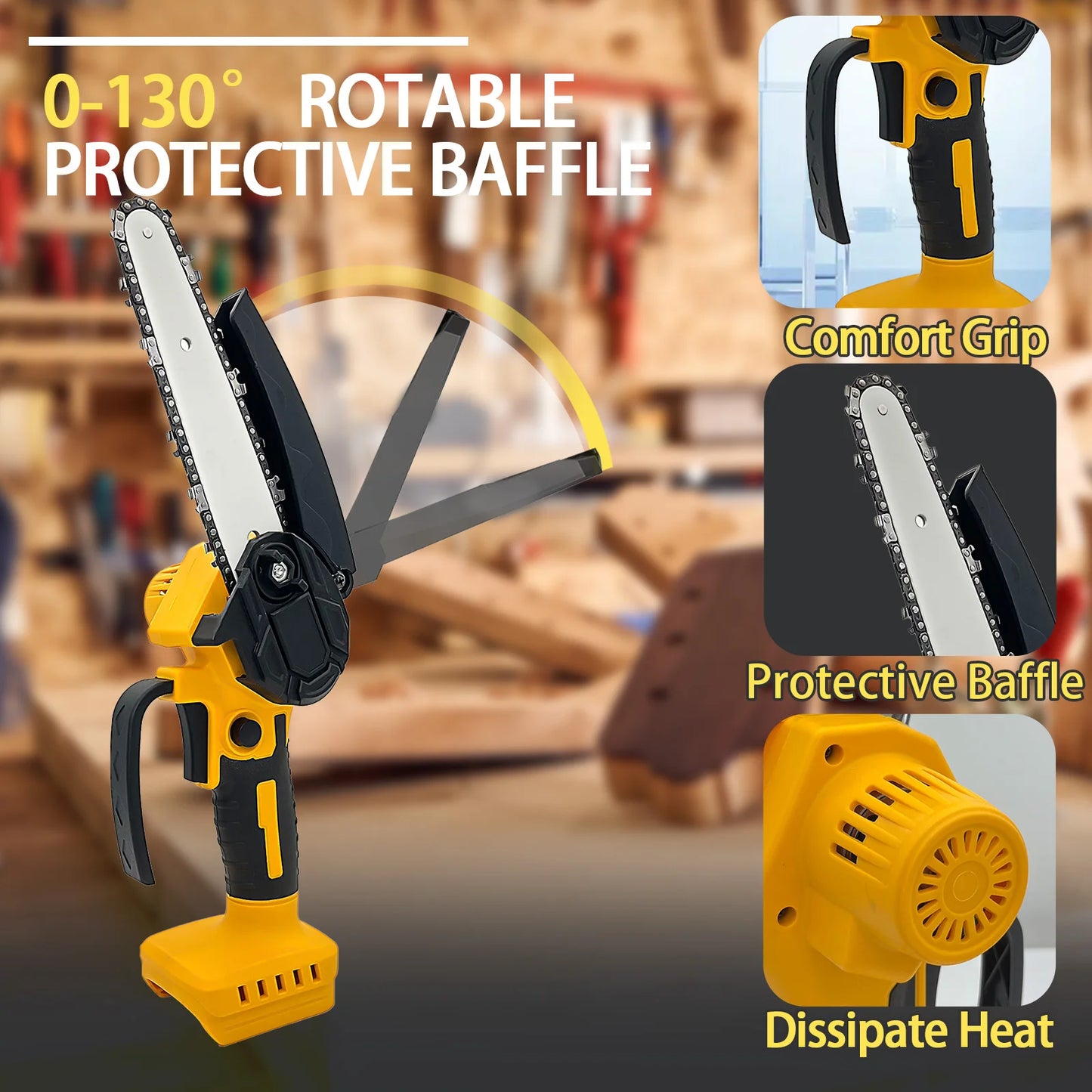6 Inch Mini Chainsaw, Cordless Chainsaw Compatible with Dewalt 20V Battery, Small Chain Saw for Tree Trimming(Tool Only)