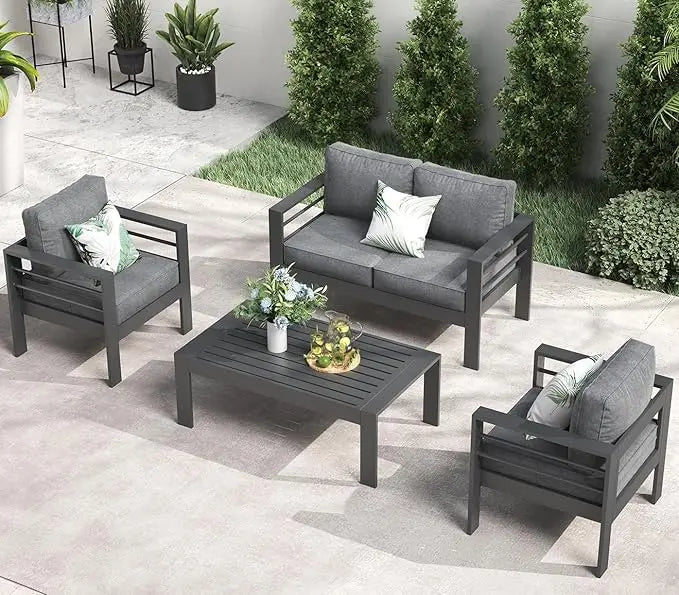 Aluminum Furniture with Fire Pit Table,