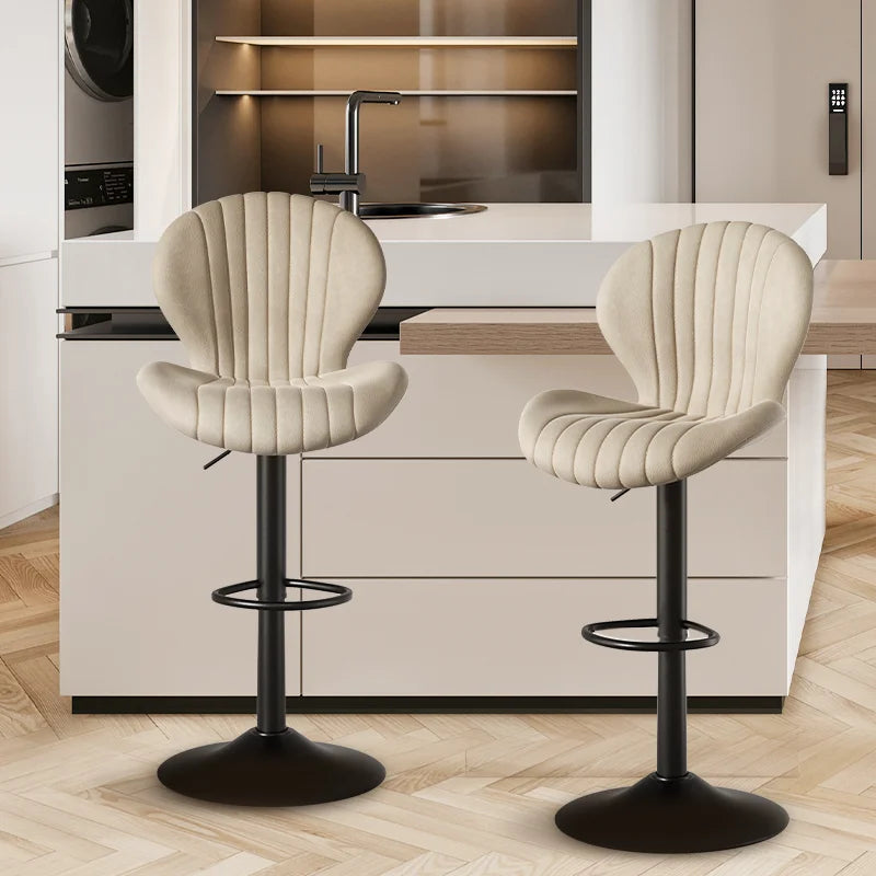 2 Pcs Set Backrest Bar Stools Luxury