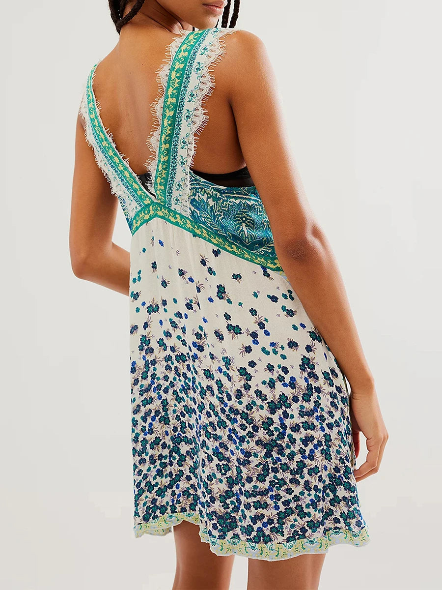 Women’s Sleeveless Lace Trim Dress