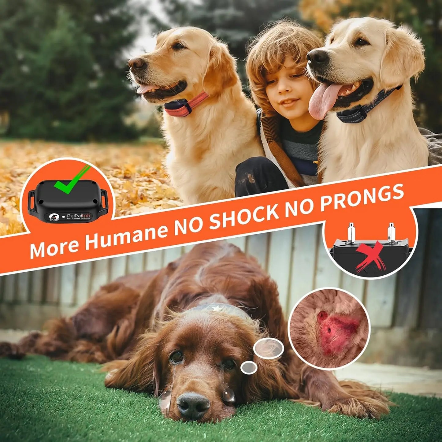 No-Shock Dog Training Collar with Remote for 2 Dogs, 9 Vibration Levels & Beeps, Waterproof Up to 120lbs