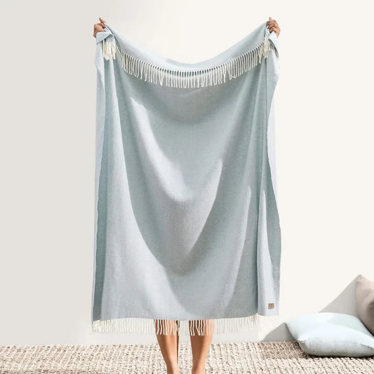 Luxury Crystal Blue Herringbone Throw