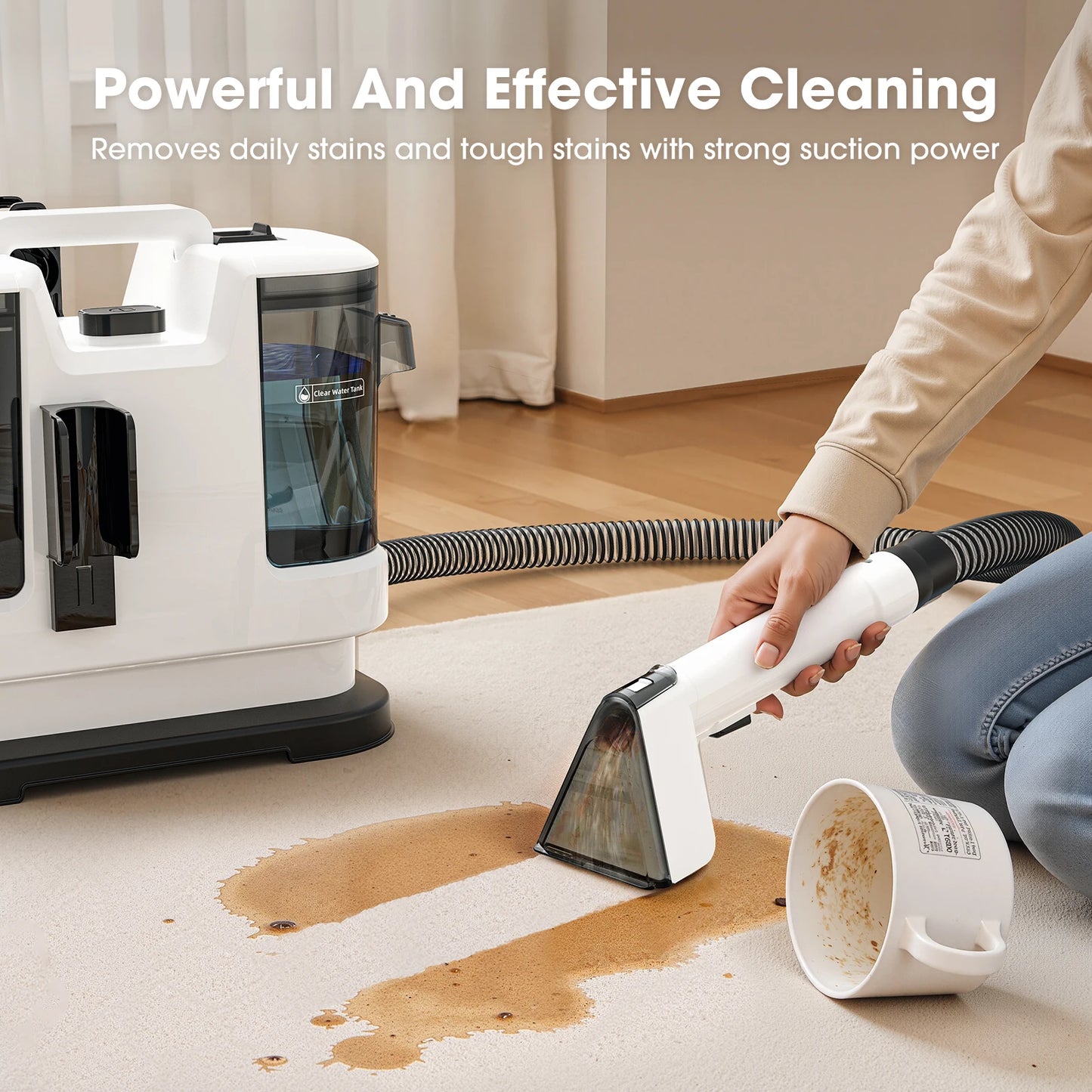 New 13500Pa Multi-Purpose Portable Carpet Cleaner Machine Toughest Stain Removal for Pet Hair Car Seat and Couch