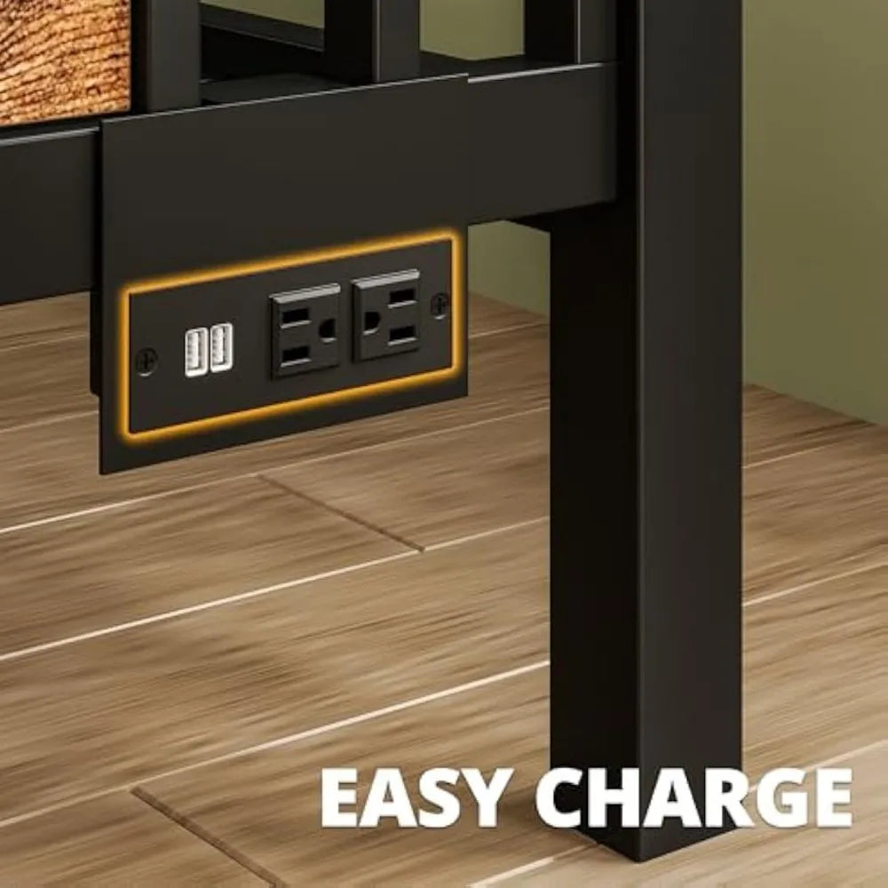 Bunk Bed  with Power Outlet and Drawers,