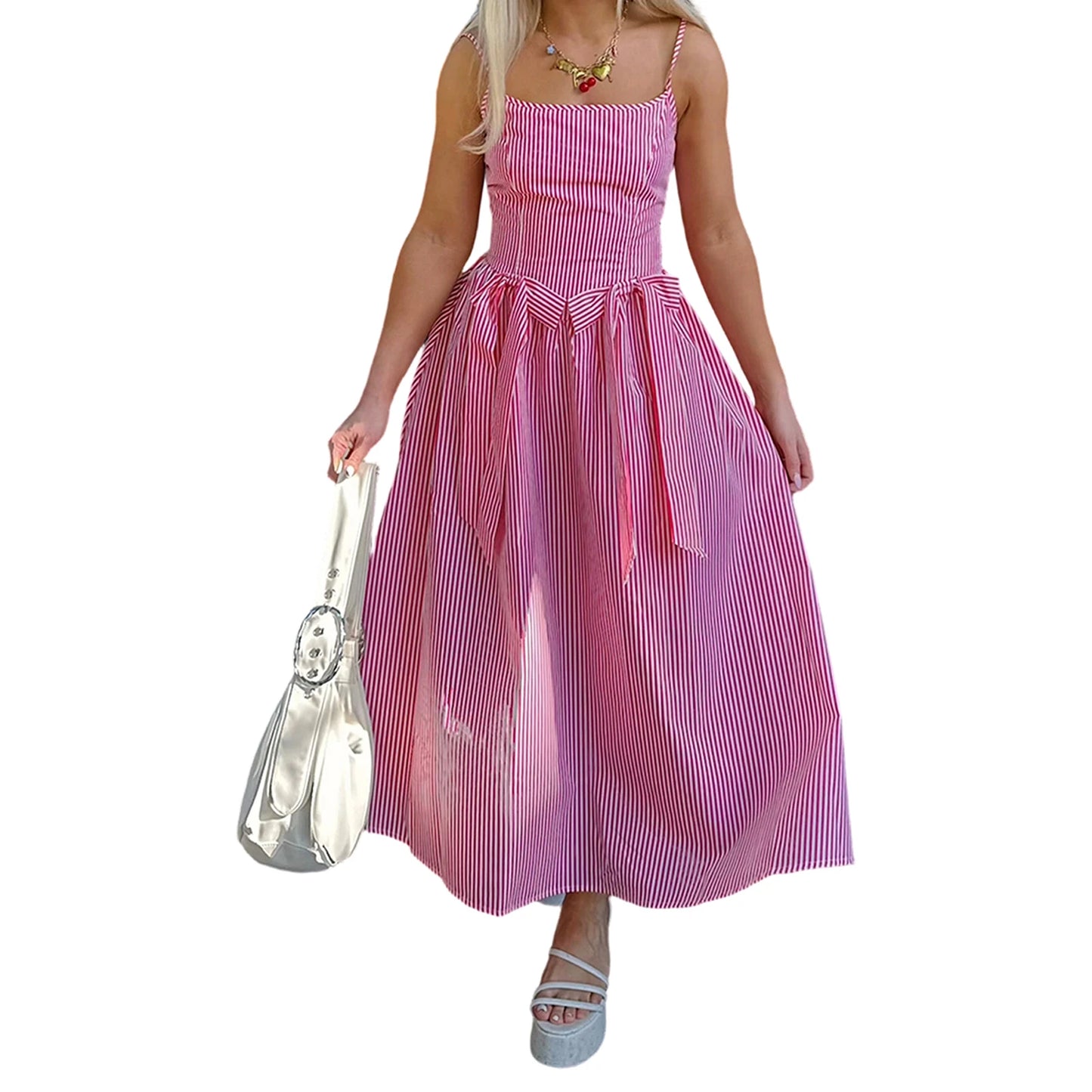 Women s Floral Print Maxi Dress Summer Sleeveless V-Neck Boho Beach Dress Flowy Long Dress with Pockets