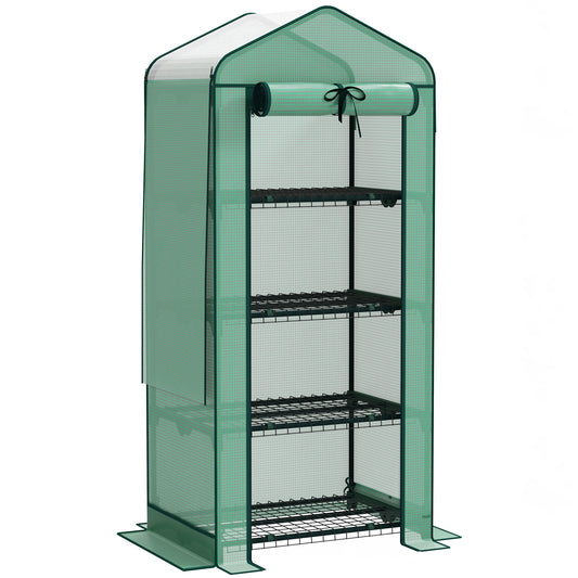 4 Tier Mini Greenhouse with Screen Roof,