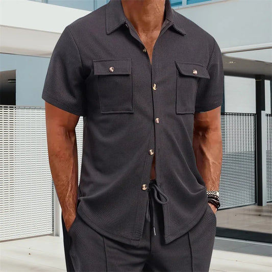 Men s Casual Short Sleeve Button Down Shirt