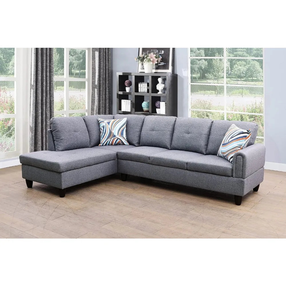 L Shape Sectional Sofa for Living Room with Ottoman
