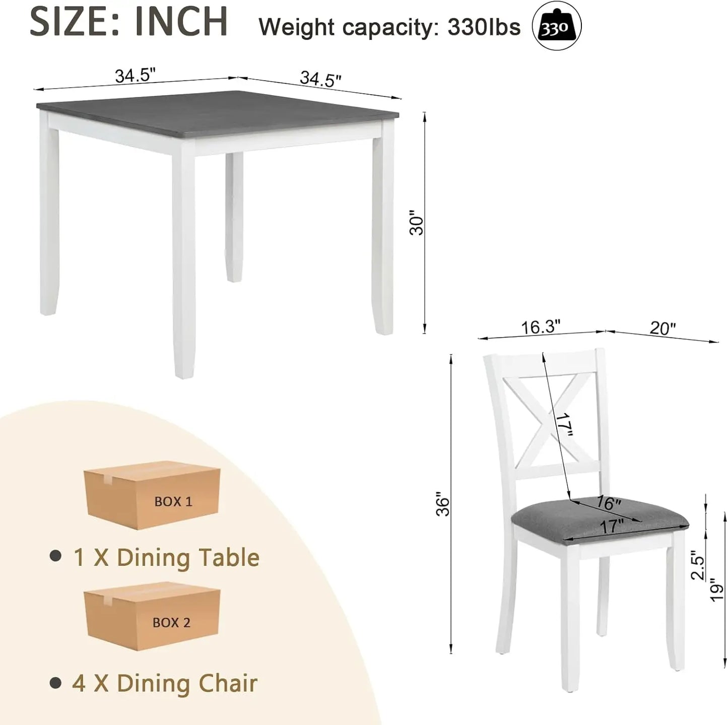 Kitchen Table and Chairs for 5 Piece set