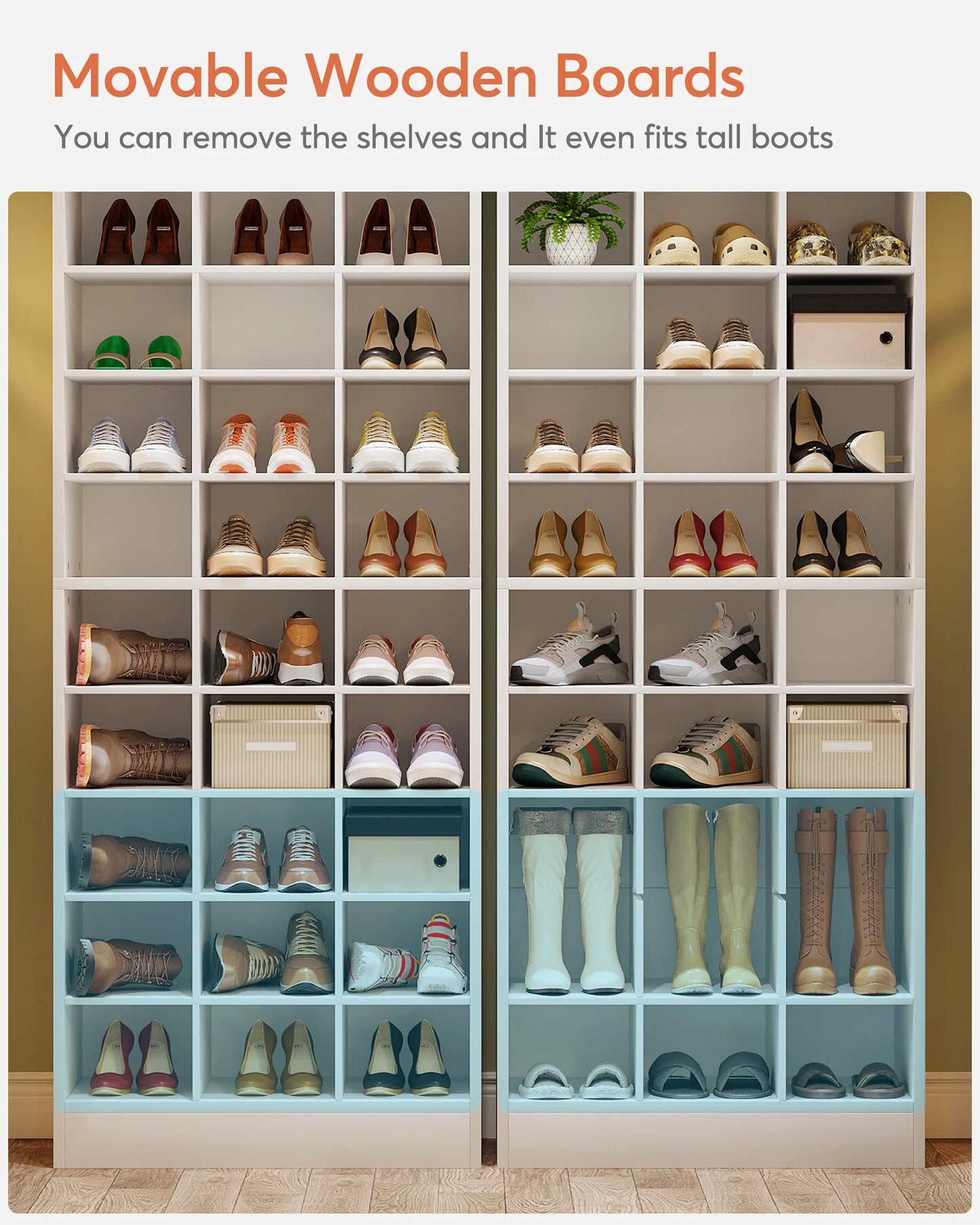 10-Tier Shoe Storage Cabinet, Espresso Wooden Shoe Rack with 30 Cubbies