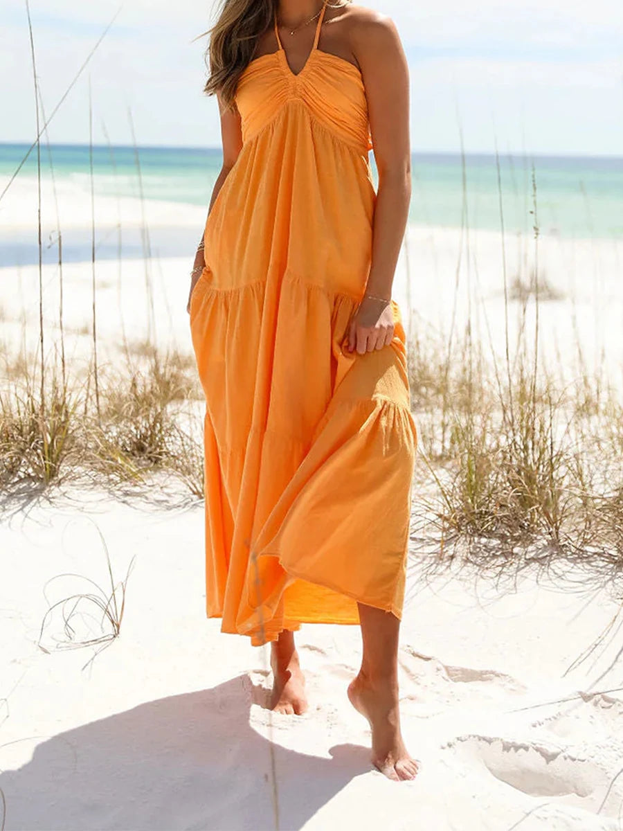 Elegant Sleeveless Maxi Dress  for Summer Beach Wedding Party Vacation Wear