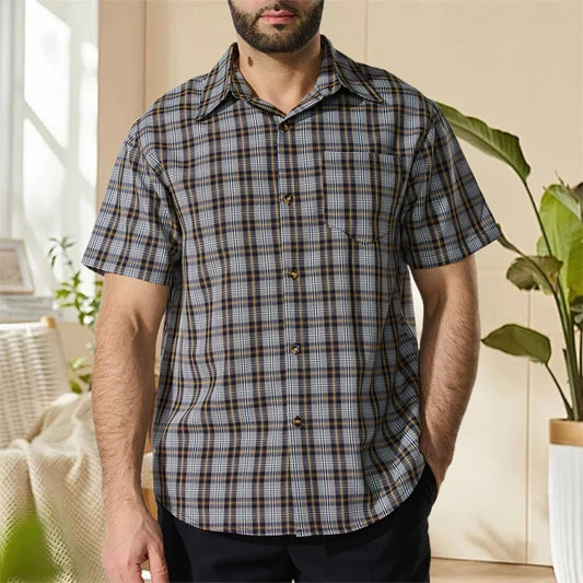 Men s Plaid Short Sleeve Button Down Shirt