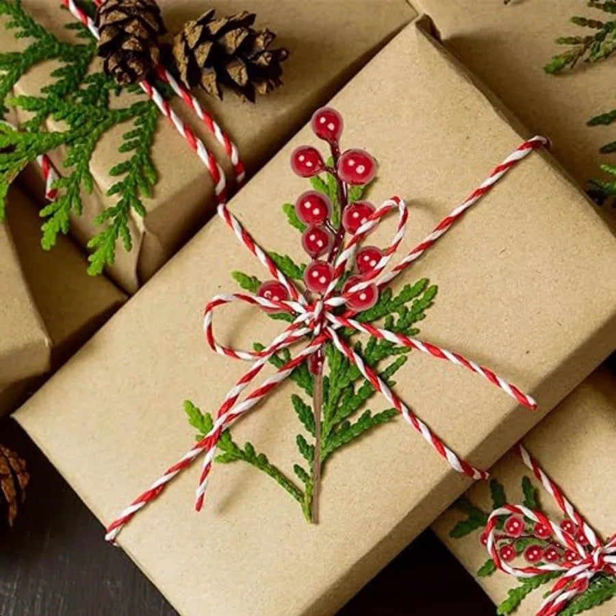 32 Pack Christmas Tree Decorations Artificial Red Berry Stems 6.5 Inch Christmas Berry Picks with Holly Berries