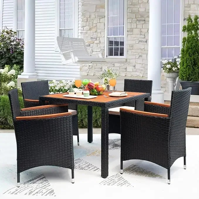 Patio Conversation Set with Acacia Wood Top,