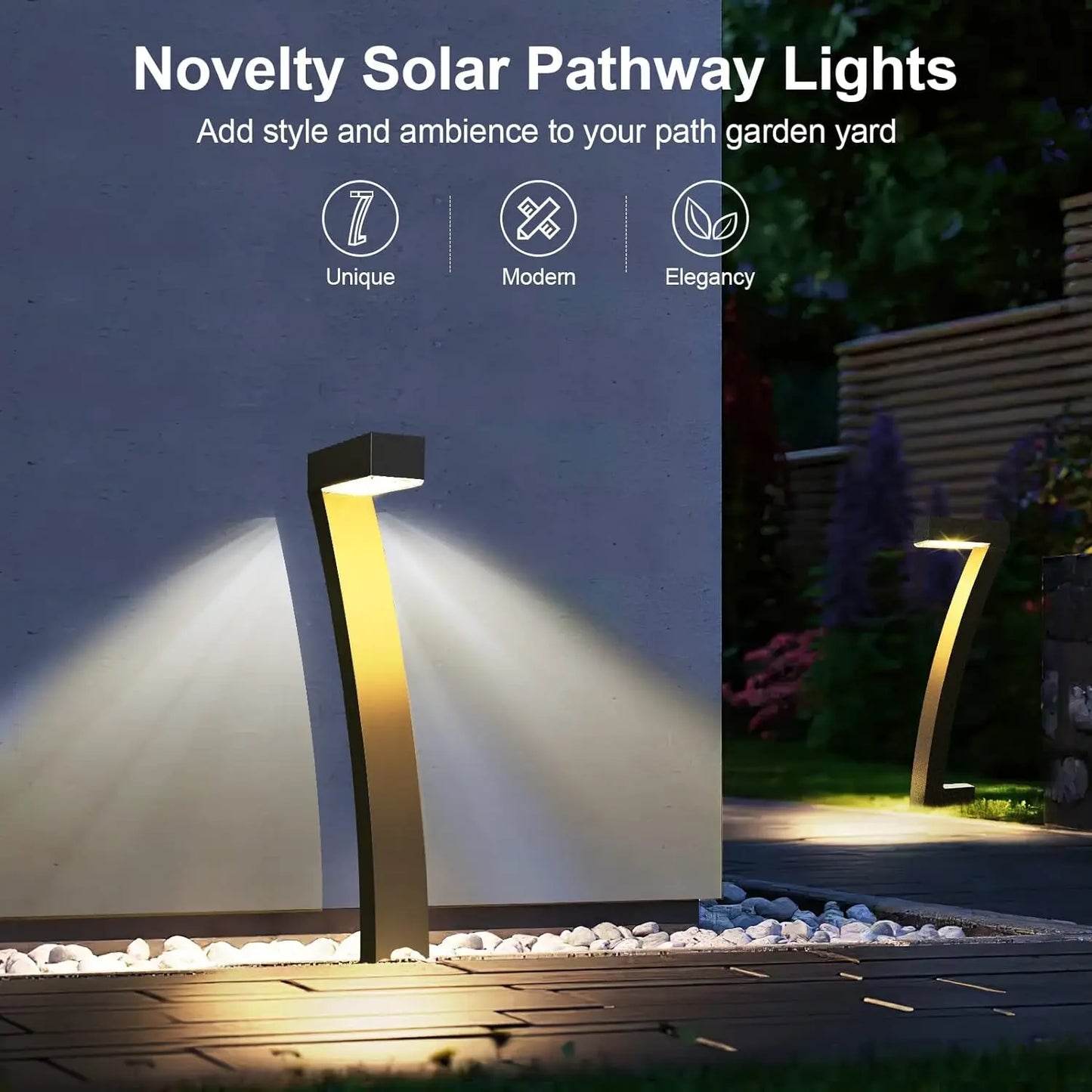 6Pack Bright Solar Outdoor Lights Pathway, 12 Hrs Solar Garden Lights, Auto On/Off
