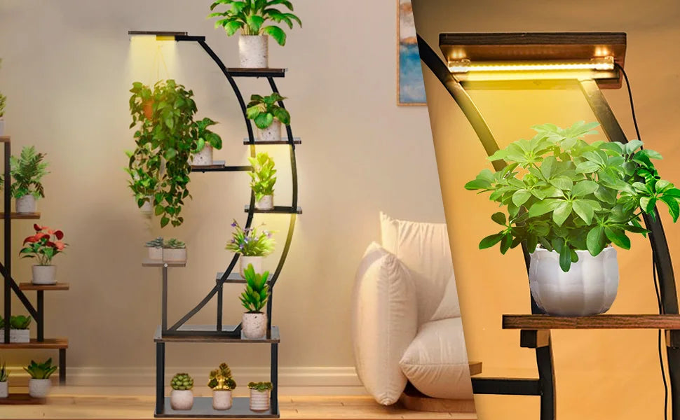 Black Plant Stand with Grow Light