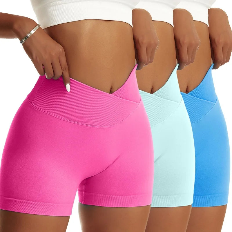3 Pieces Women Hip Sports Pants High Elastic Breathable Running Biker High Waist