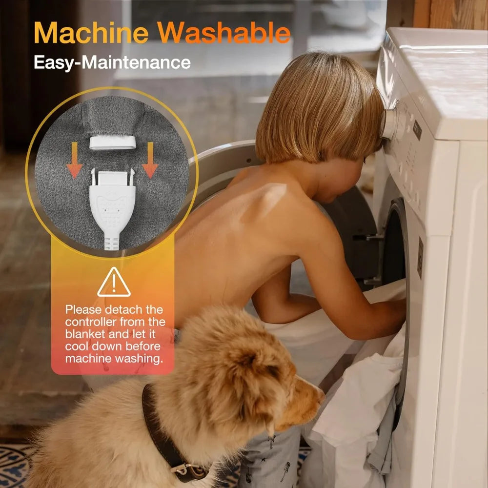 Electric Blanket Full Size,Durable Flannel and Soft Sherpa,Dual Control,77”×84” Heated Throw Blanket, 10 Heat Levels&0.5-12h