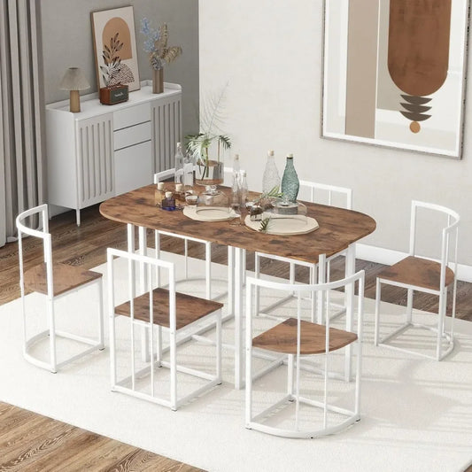 Modern 7 Piece Dining Room Table and Chairs