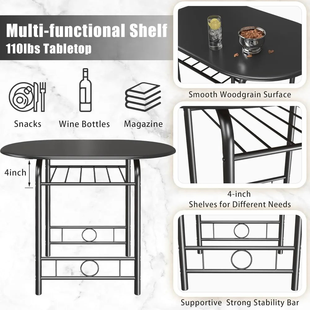 3-Piece Wooden Round Table & Chair Set,