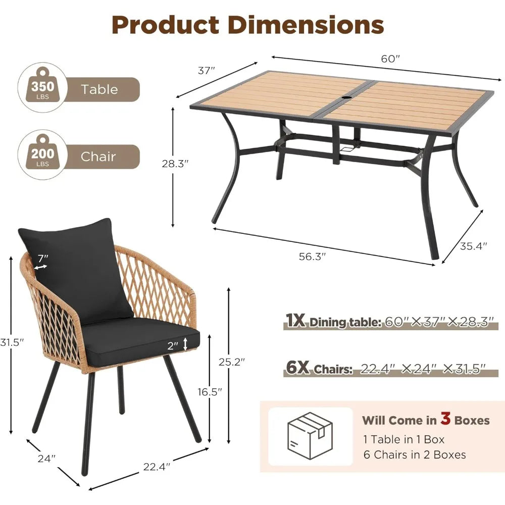 7-Piece All-Weather Rattan Patio Dining Set