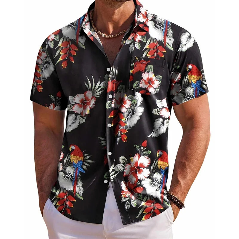 Men s Floral Print Short Sleeve