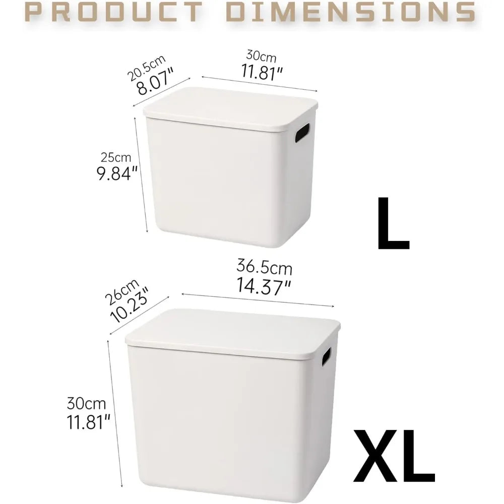 4XL+2L Plastic Storage Baskets With Lid Organizing Container