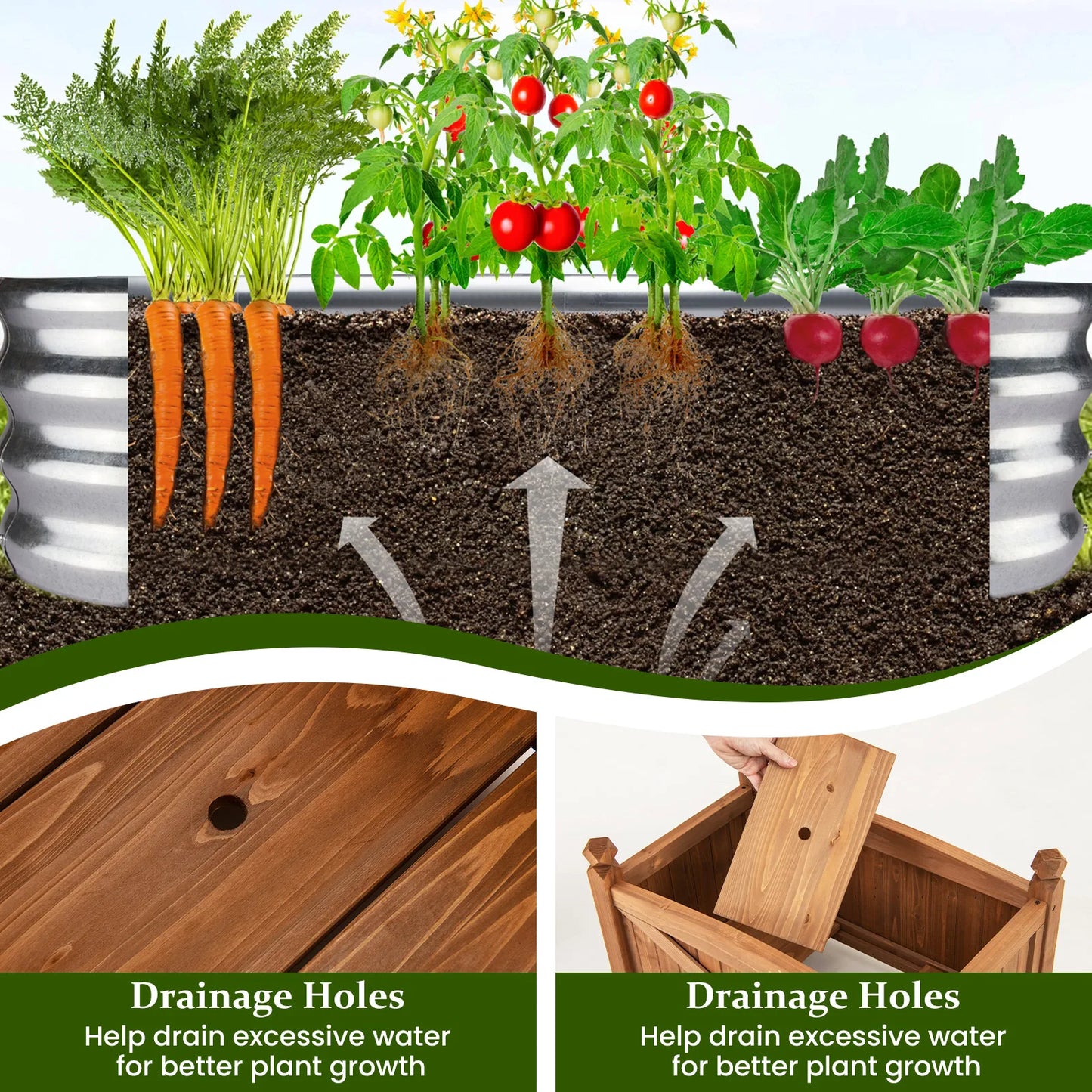 Wooden Raised Garden Bed Elevated Outdoor Planter Box