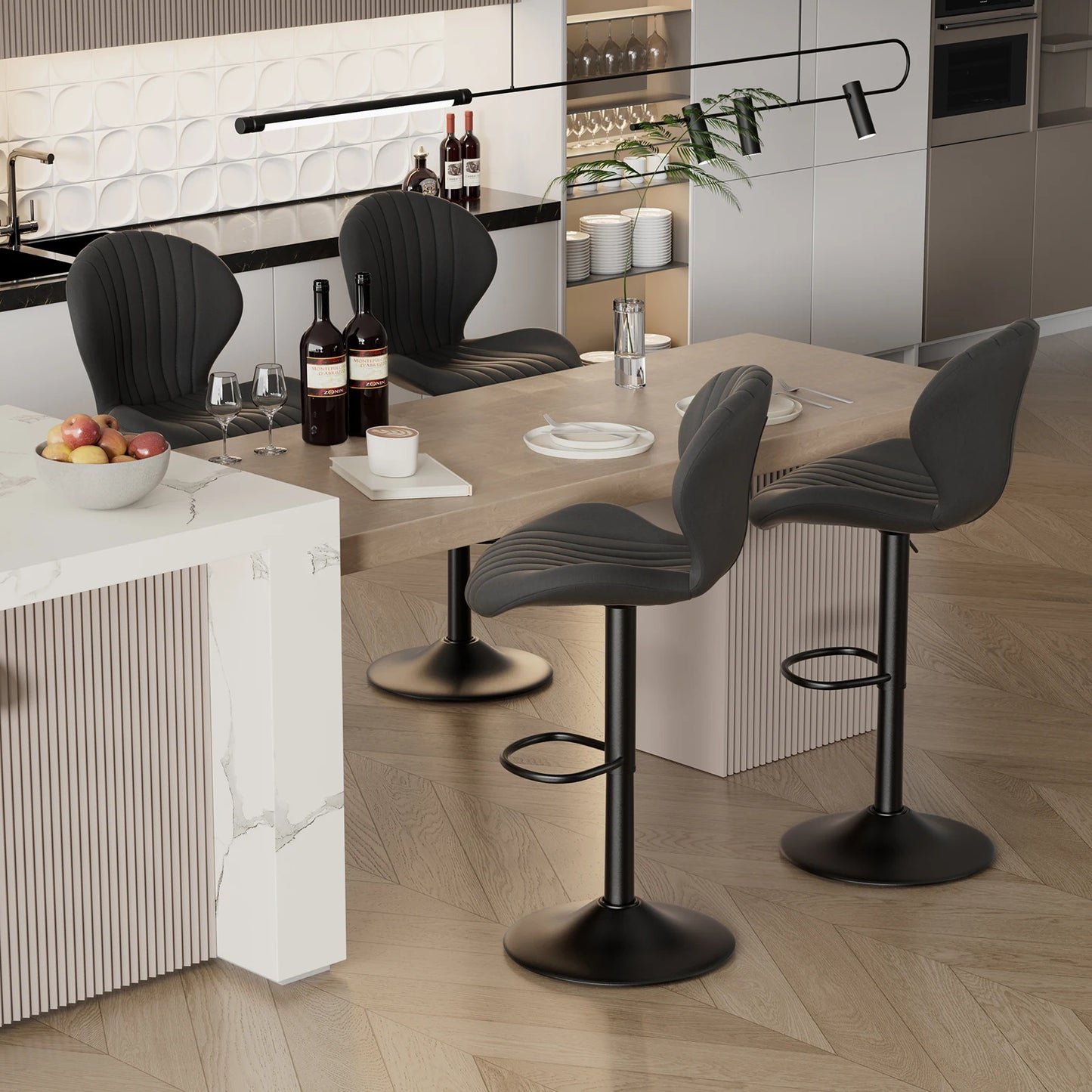 2 Pcs Set Backrest Bar Stools Luxury