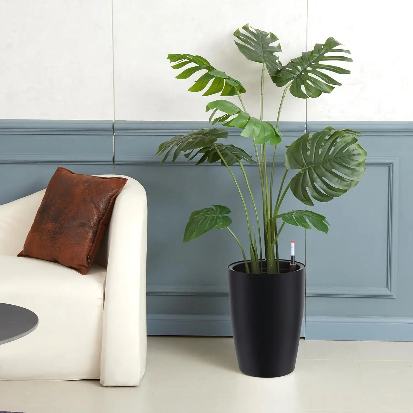 Tall Planters Set of 2, Plant Pots, Self Watering Pots for Indoor Plant, Flower Pots with Drainage and Visual Water Level Design