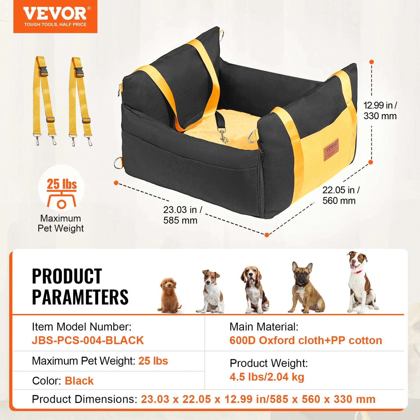 VEVOR Dog Car Seat Waterproof Dog Booster Seat
