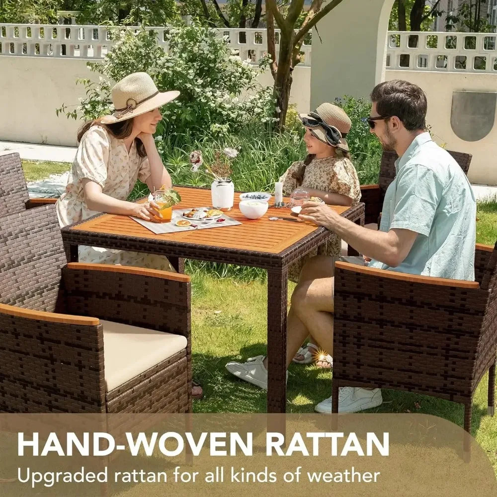 Patio Conversation Set with Acacia Wood Top,