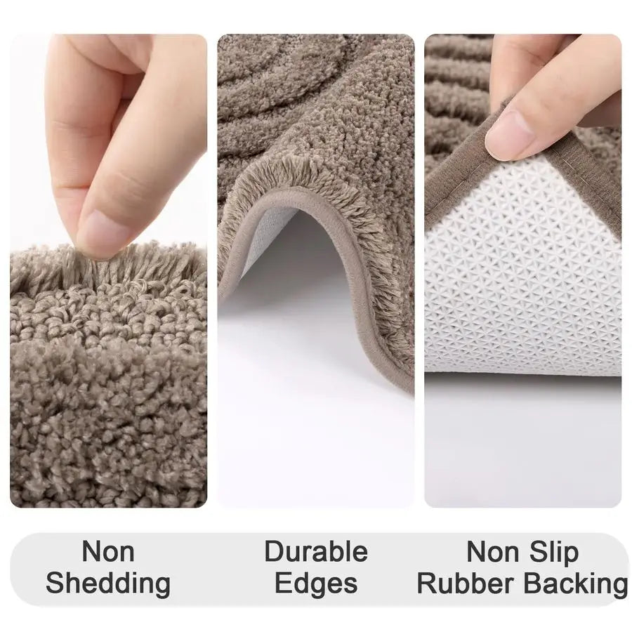 Bathroom Rugs Set 5 Piece, Plush Absorbent Bath Mats for Bathroom, Non Slip Machine Washable Bath Mat Set with Toilet Cover