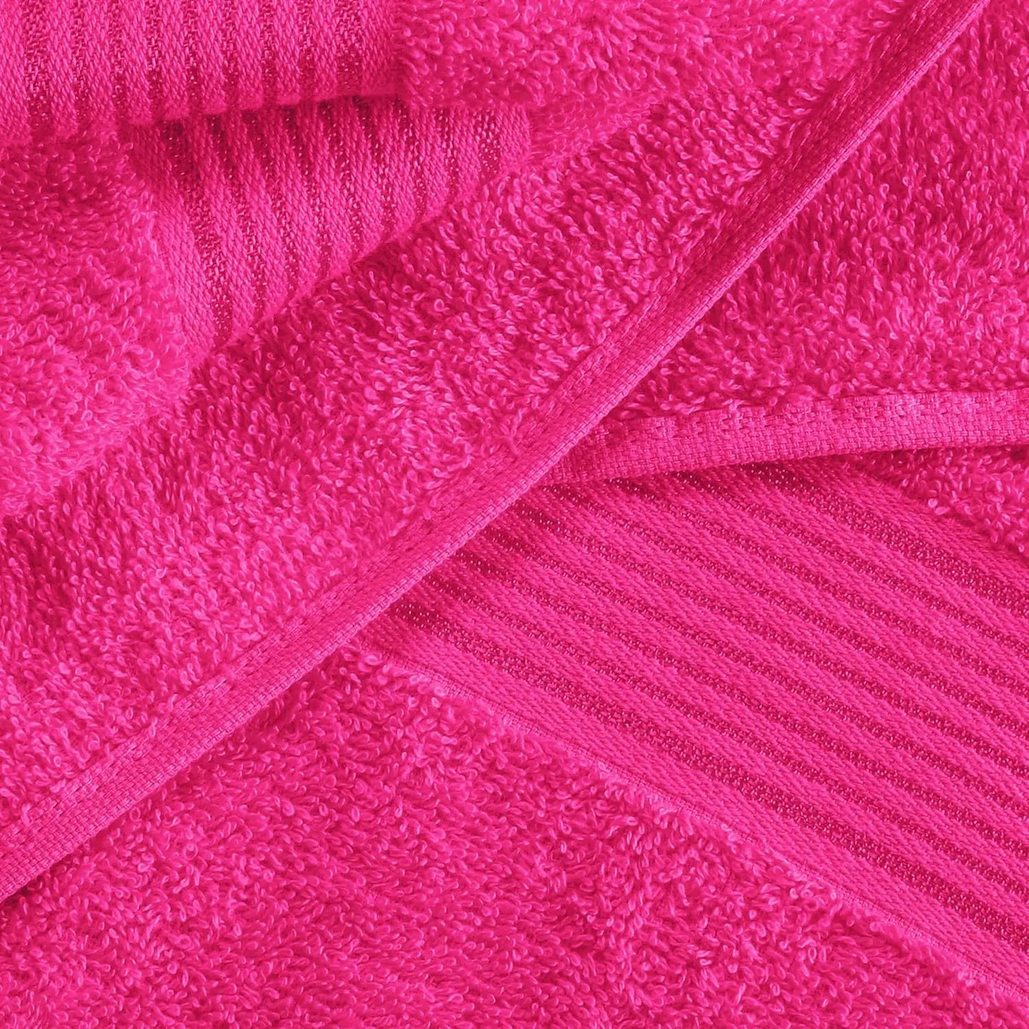 Ultra Soft 6-Pack Cotton Towel Set: 2 Bath, 2 Hand, 2 Wash Cloths - Hot Pink