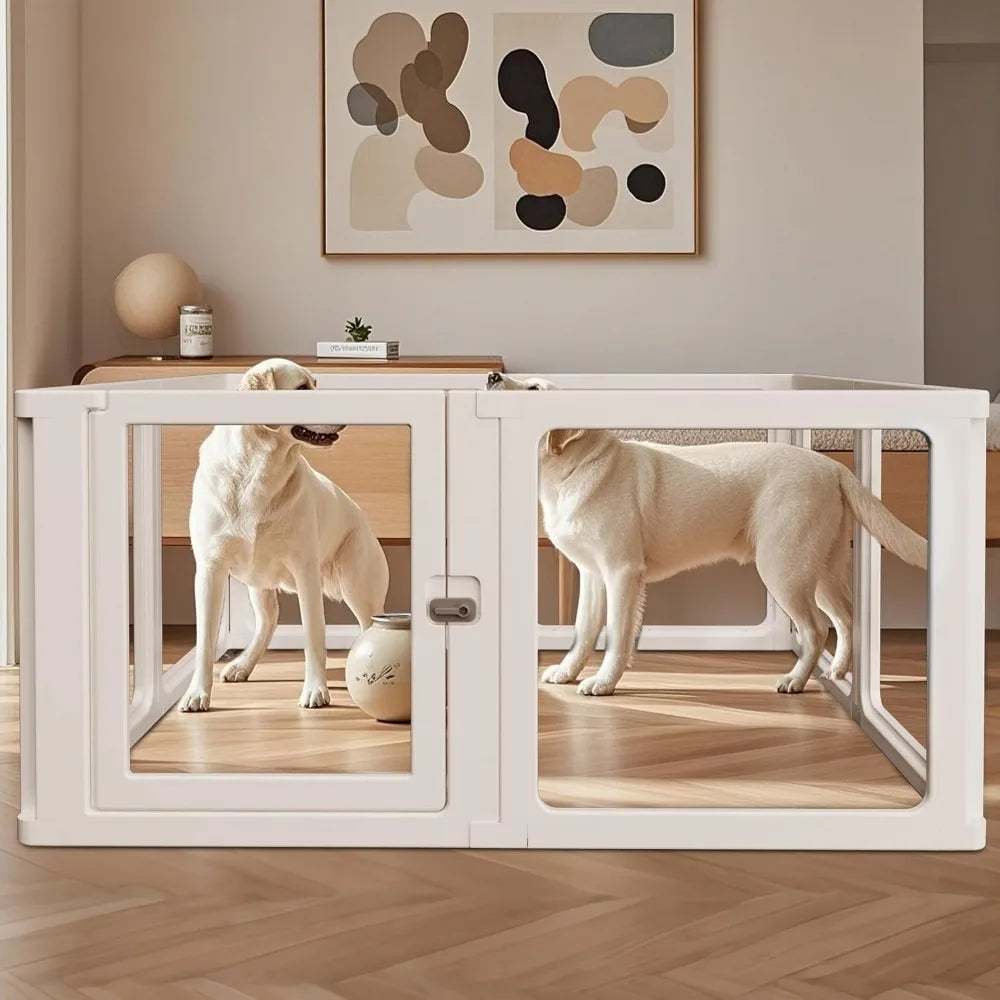 Citylife Dog Playpen with Door Clear Pet Playpen for Indoor Outdoor