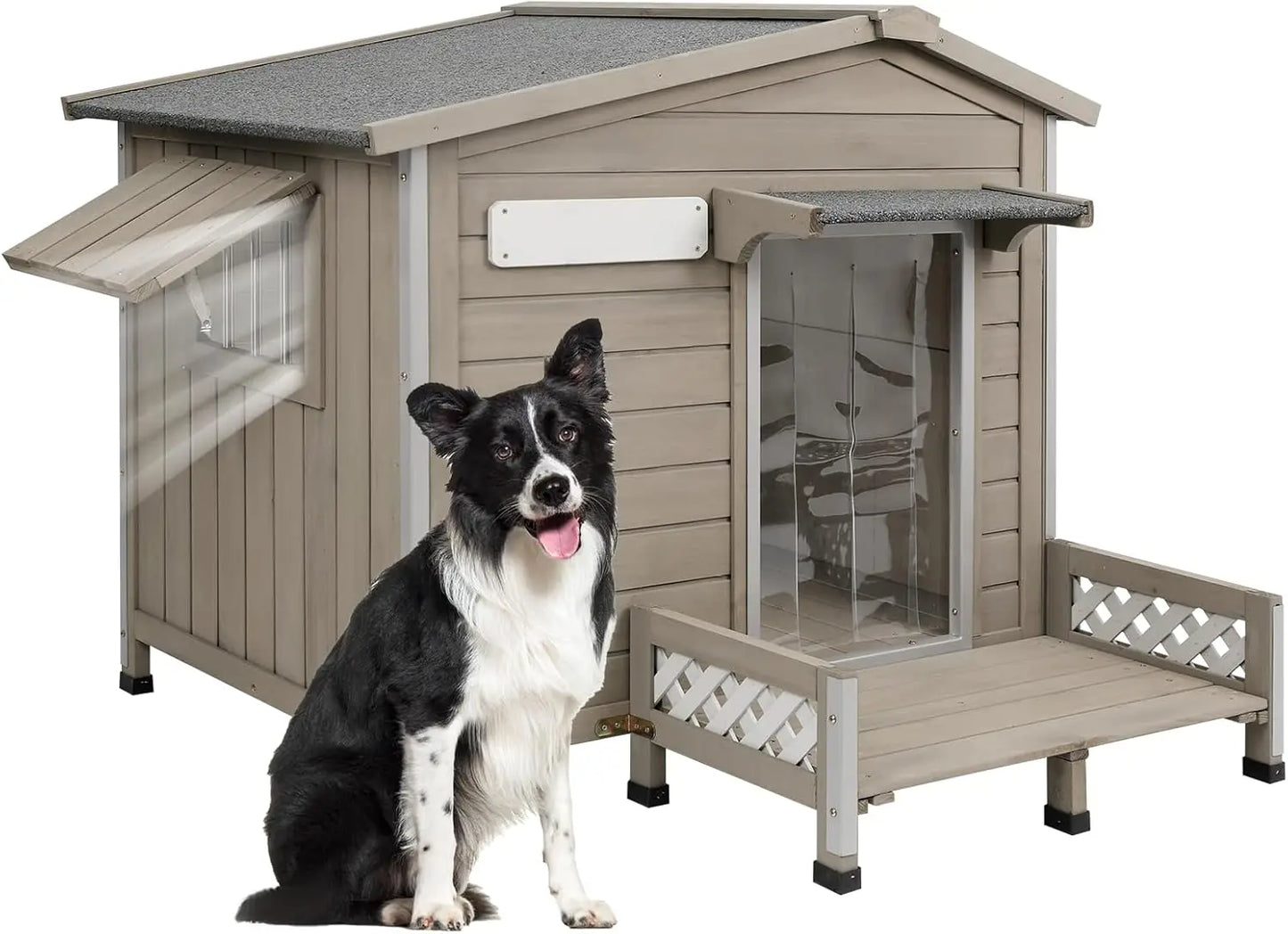 41" L Outdoor Large Dog House with Porch,