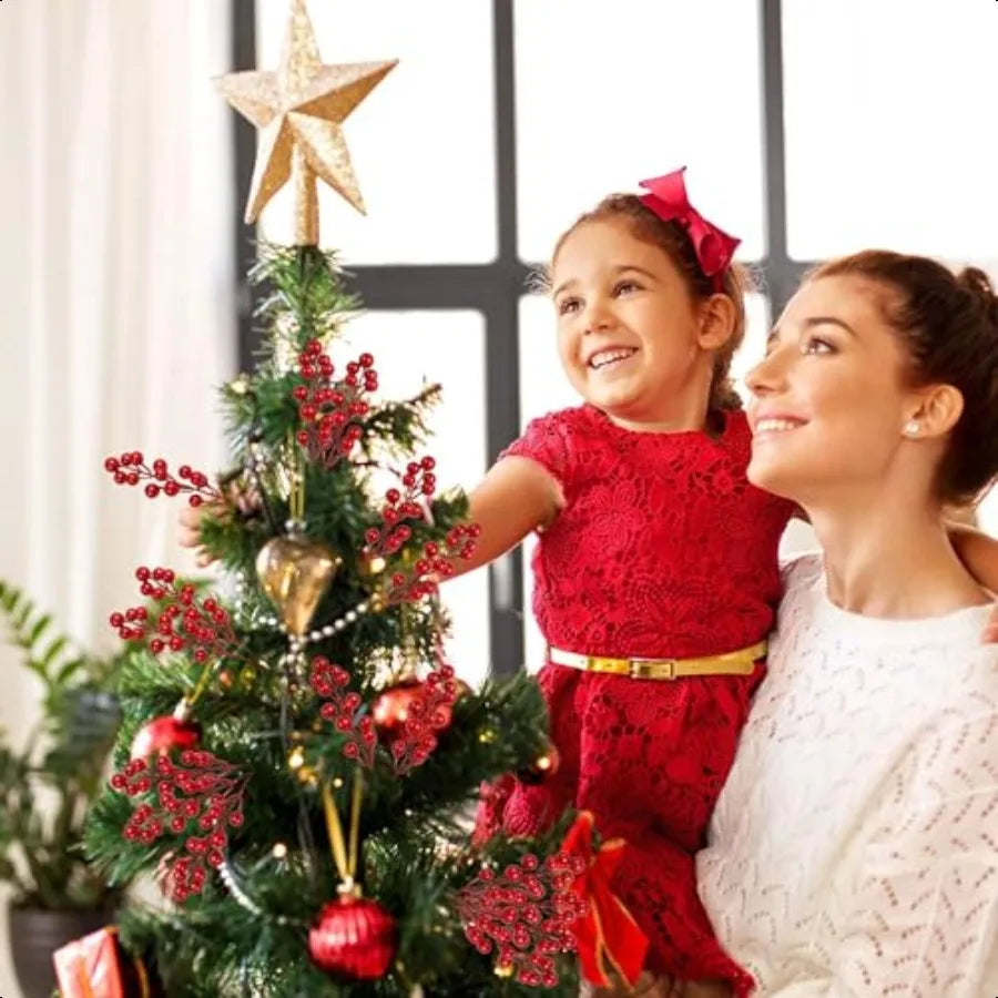 35 Pack Christmas Tree Decorations 9 inch Artificial Red Berry Stems Red Berries