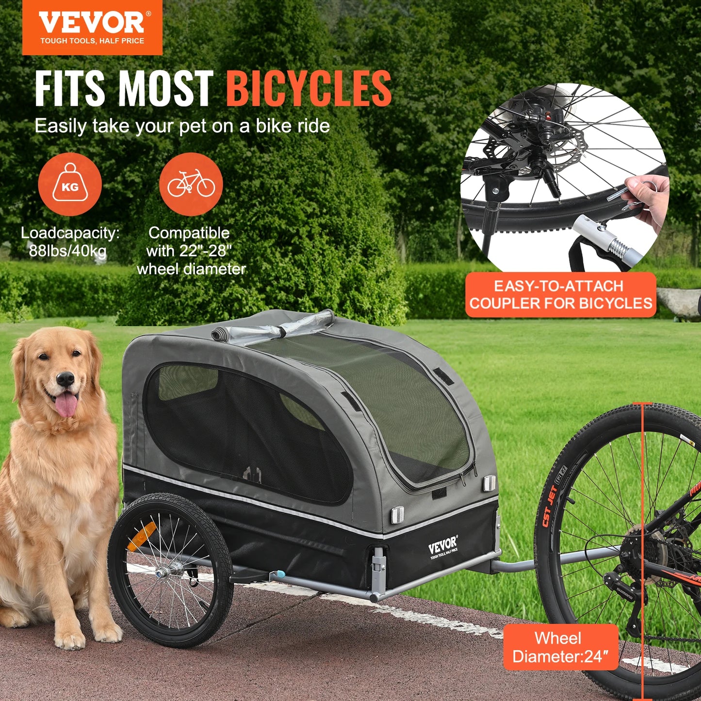 Pet Cart Bicycle Carrier with Wheels